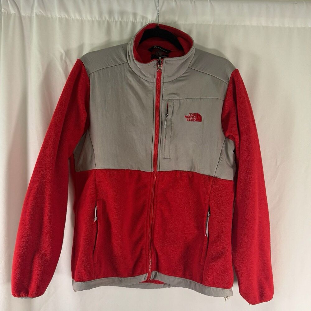 The North Face Jacket Women's Large Red Grey Full Zip Pockets Turtleneck